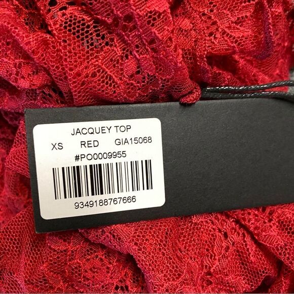 I.AM.GIA x REVOLVE Jacquey Top Red lace logo metal clasp open cropped Revolve XS - Picture 12 of 13